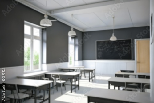 Interior Classroom school with black board, Generative AI.
