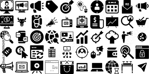 Big Set Of Marketing Icons Bundle Hand-Drawn Linear Drawing Symbols Finance, Automation, Three-Dimensional, Infographic Symbols Isolated On Transparent Background