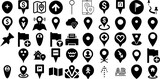 Huge Set Of Marker Icons Pack Hand-Drawn Black Vector Elements Icon, Pointer, Cosmetic, Mark Pictograms Isolated On White Background