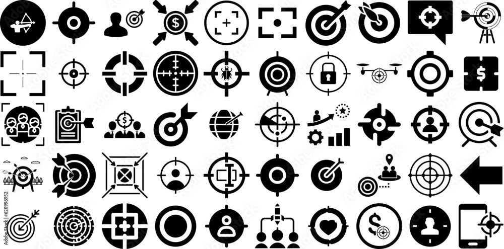 Target Symbol Fancy Mega Collection Of Target Icons Pack Hand-Drawn Isolated Infographic ...