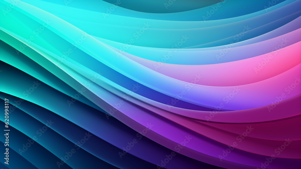 Fototapeta premium Mint Lilac wave stripes. Bright Colorful background. Generative Ai