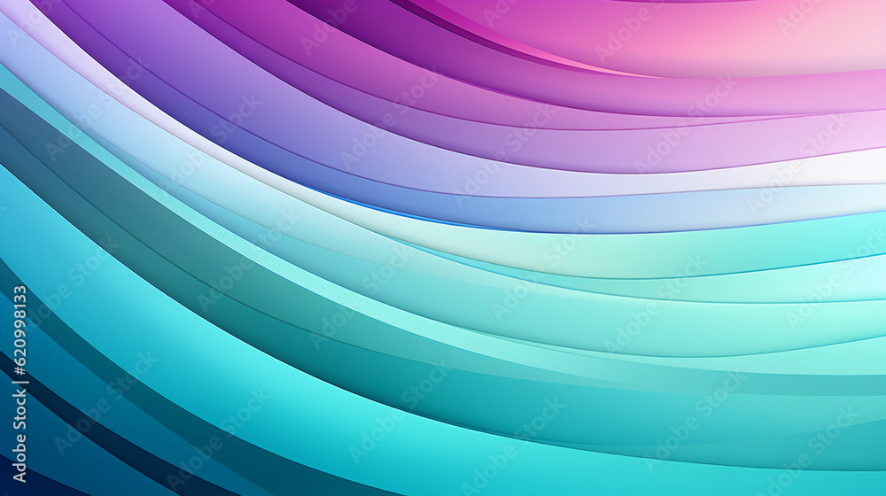 Fototapeta premium Mint Lilac wave stripes. Bright Colorful background. Generative Ai
