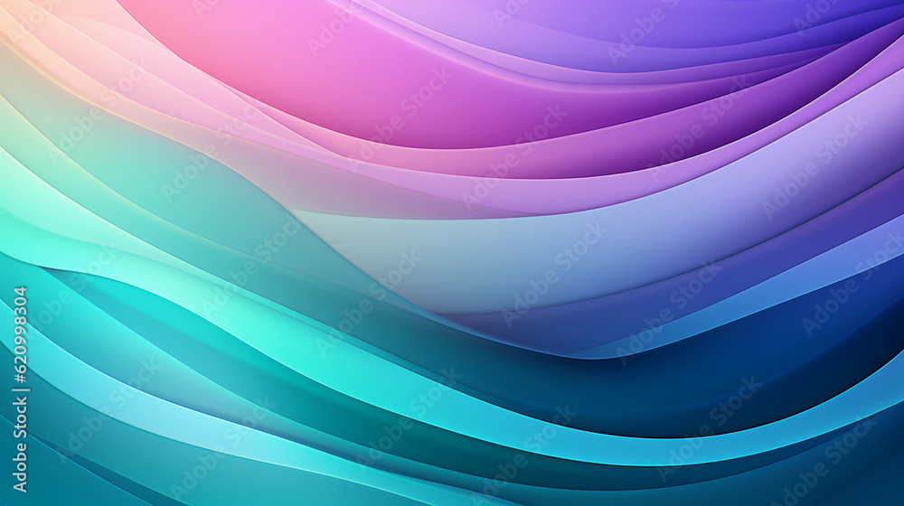 Fototapeta premium Mint Lilac wave stripes. Bright Colorful background. Generative Ai