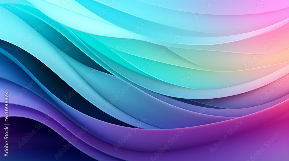 Fototapeta premium Mint Lilac wave stripes. Bright Colorful background. Generative Ai