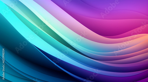 Mint Lilac wave stripes. Colorful background. Generative Ai