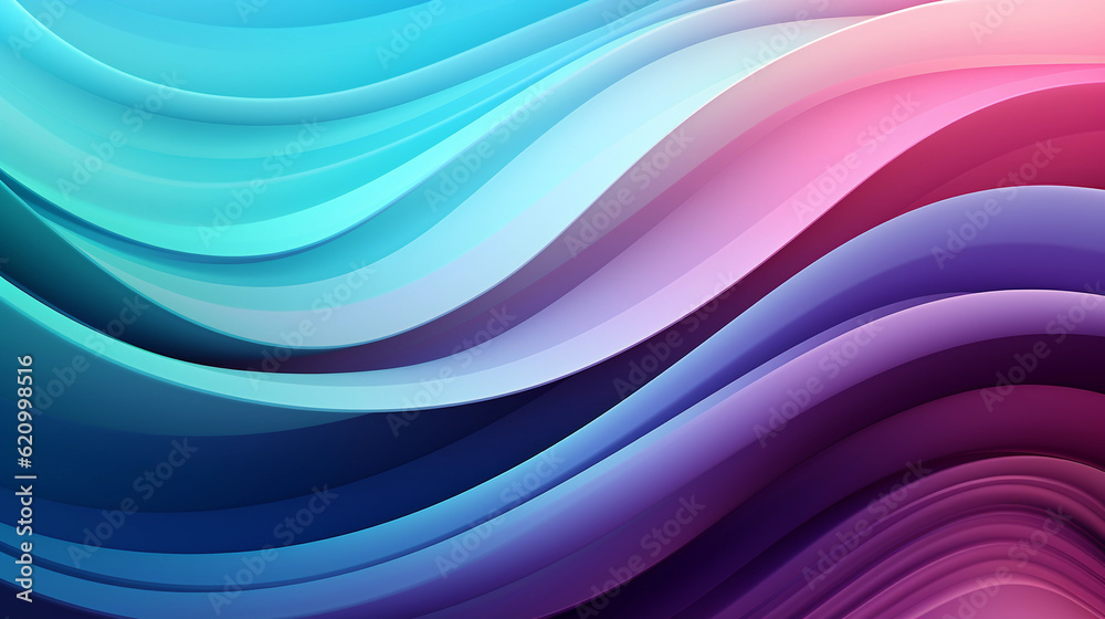 Fototapeta premium Mint Lilac wave stripes. Colorful background. Generative Ai
