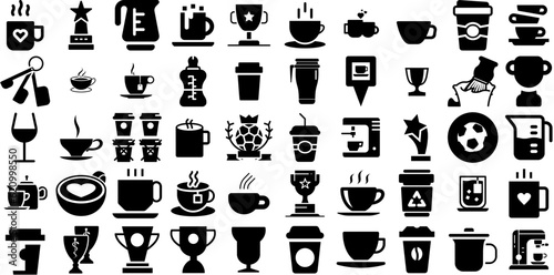 Big Set Of Cup Icons Collection Isolated Drawing Elements Measurement  Icon  Tool  Victory Illustration For Apps And Websites