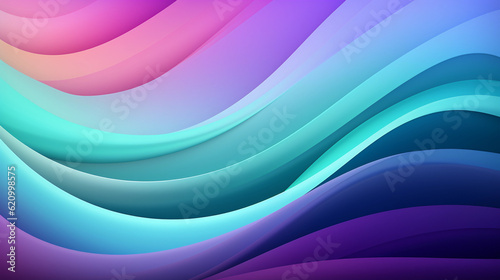 Mint Lilac wave stripes. Bright Colorful background. Generative Ai