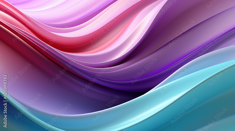 Obraz premium Mint Lilac wave stripes. Bright Colorful background. Generative Ai