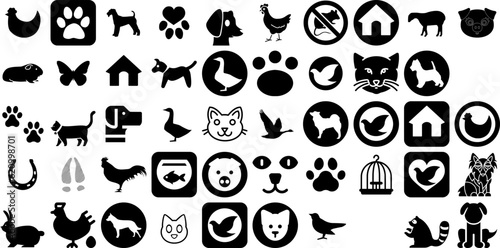 Big Collection Of Domestic Icons Set Black Vector Symbol Farmer, Domestic, Dating, To Sit Elements Vector Illustration