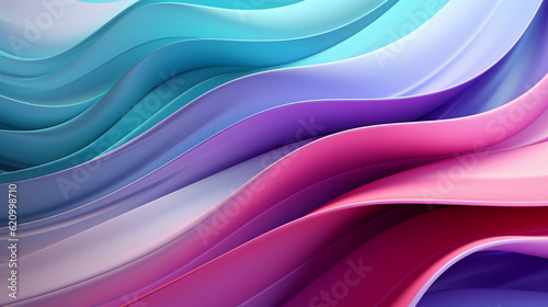 Mint Lilac wave stripes. Bright Colorful background. Generative Ai