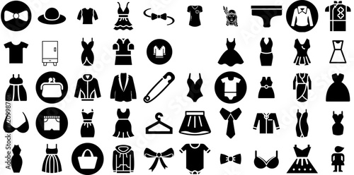 Mega Collection Of Dress Icons Bundle Solid Design Glyphs Making, Female, Fashion, Girl Logotype For Computer And Mobile