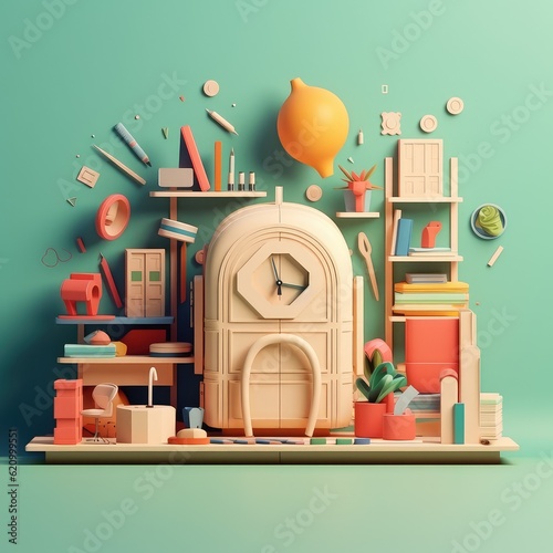 Wallpaper Mural Elevate Education Celebrate Back to School with a Stunning 3D Paper Cut Craft Illustration. Torontodigital.ca