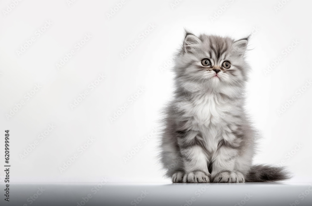 Cute Persian Cat kitten looking at camera, front view