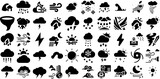 Big Set Of Storm Icons Bundle Hand-Drawn Isolated Vector Symbol Icon, Typhoon, Nature, Drought Clip Art Vector Illustration
