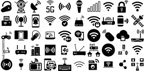Mega Set Of Wireless Icons Pack Hand-Drawn Isolated Design Web Icon Thin, Problem, Symbol, Icon Clip Art For Computer And Mobile photo