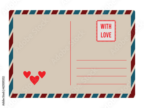  illustration of blank envelope with love stamp