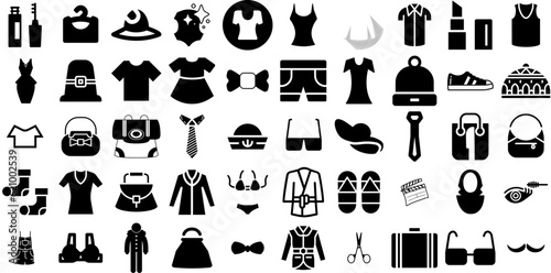 Mega Set Of Fashion Icons Set Flat Drawing Clip Art Open, Icon, Silhouette, Making Illustration For Computer And Mobile