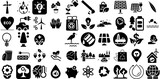 Huge Collection Of Environment Icons Set Hand-Drawn Linear Modern Web Icon Trash, Icon, Symbol, Plant Logotype Isolated On Transparent Background
