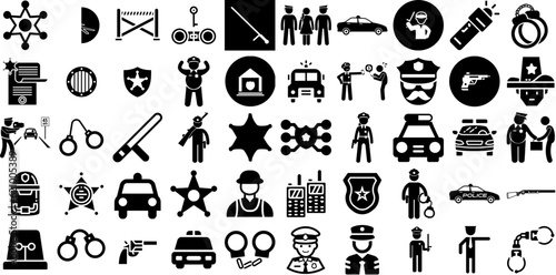 Huge Collection Of Police Icons Pack Linear Vector Pictograms Ambulance, Station, Symbol, Icon Elements For Computer And Mobile