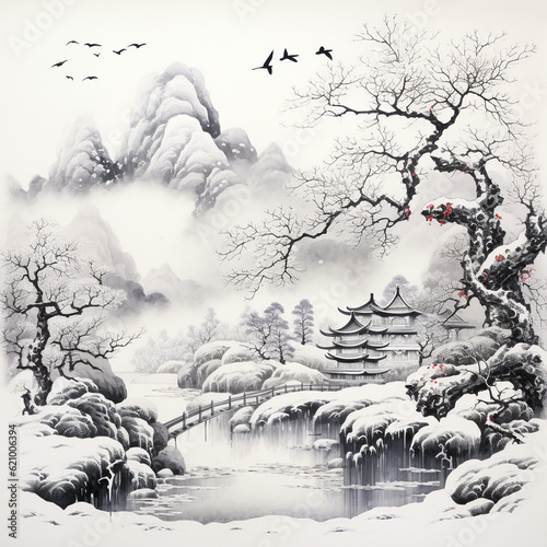 japanese style pencil painting 