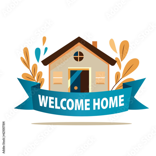 Welcome home banner vector illustration, welcome home design, print ready welcome home sign, printable welcome banner template stock vector image