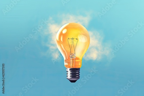 unique ideas and innovative thoughts. Lightbulb in flight with painted background. illustration