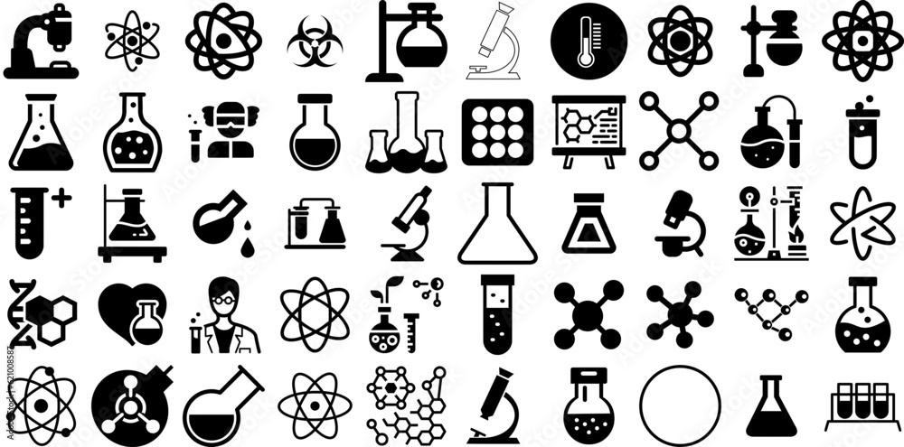 Big Collection Of Chemistry Icons Pack Hand-Drawn Solid Vector Web Icon ...