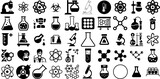 Big Collection Of Chemistry Icons Pack Hand-Drawn Solid Vector Web Icon Structure, Icon, Business, Inspection Buttons Vector Illustration