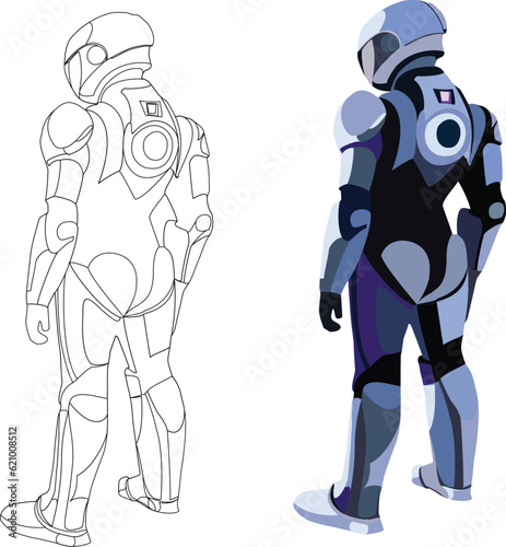 Valokuva Austonaut person dressed in space suit with white background-