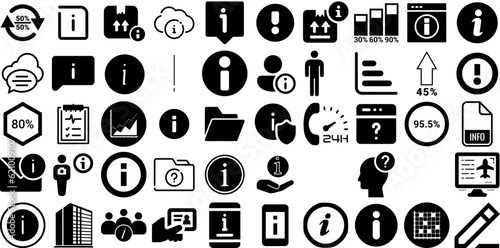 Huge Set Of Info Icons Collection Solid Infographic Symbols Mark, Icon, Symbol, Us Logotype Isolated On Transparent Background