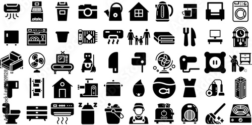 Big Set Of Household Icons Pack Isolated Vector Web Icon Tool, Set, Icon, Appliance Clip Art Isolated On White Background