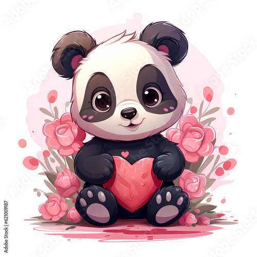 cartoon Draw vector illustration character design collection baby panda valentines day Love concept