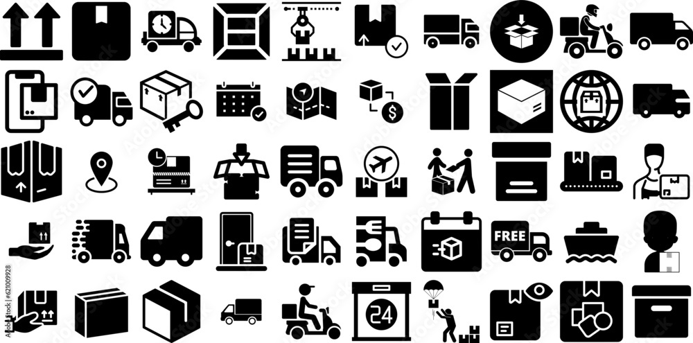 Massive Collection Of Shipping Icons Bundle Flat Modern Web Icon Infographic, Coin, Icon, Distribution Elements Isolated On White