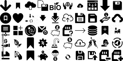 Mega Set Of Save Icons Set Hand-Drawn Isolated Drawing Glyphs Investment  Inflation  Finance  Icon Illustration For Apps And Websites