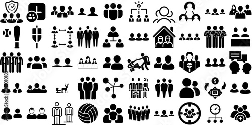 Mega Collection Of Team Icons Collection Isolated Infographic Symbols Icon, Together, Team, Employer Element Isolated On White