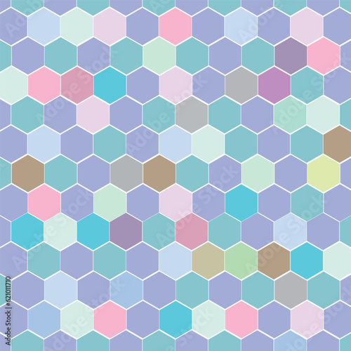 Multi colored 3d illustration of geometric pattern, seamless pattern with hexagons