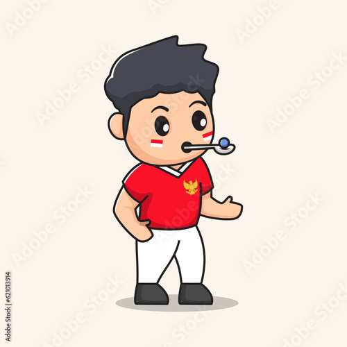 marbles carrying contest.
flat character vector.
Indonesian Independence day photo