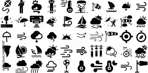 Big Set Of Wind Icons Bundle Isolated Vector Symbols Us, Open, Turbine, Icon Doodle For Computer And Mobile