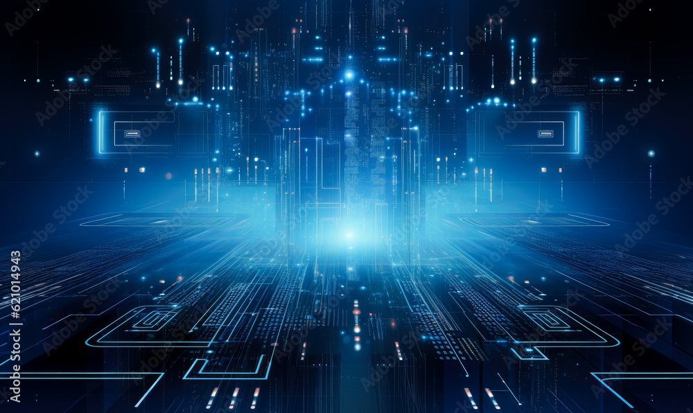 Futuristic technologic digital technology concept background, in the style of digital, technocore, digital decadence wallpaper. 