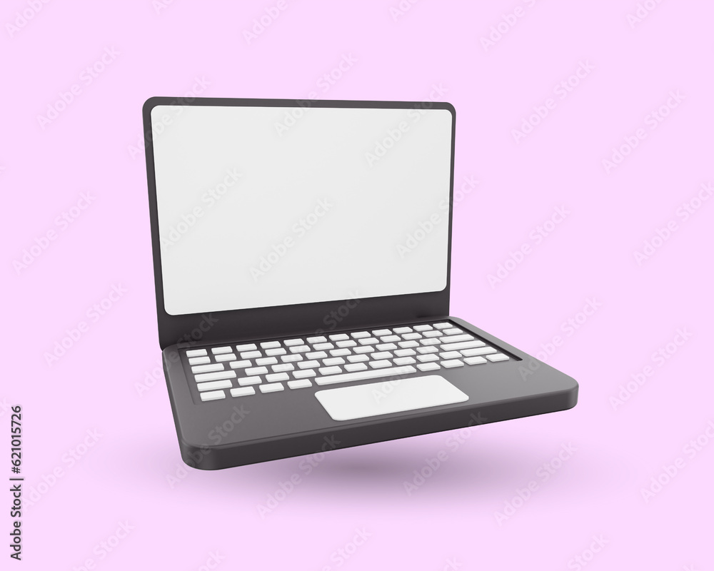 3d mock up laptop with blank screen icon rendering illustration
