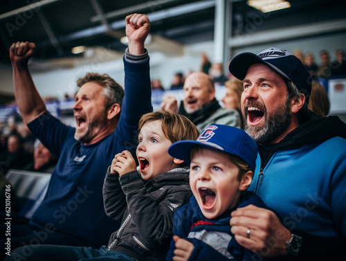Parents Cheering as Their Child Scores a Goal in a Youth Hockey Game | Generative AI