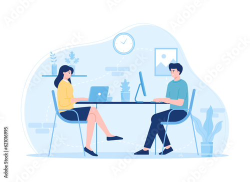 People work from home trending concept flat illustration