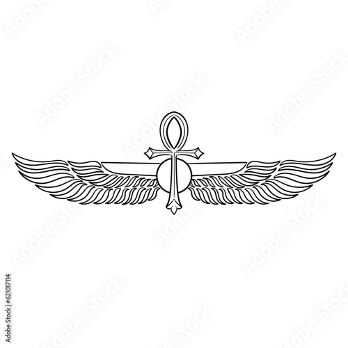 Ankh Sun God Ra Egyptian wings VECTOR