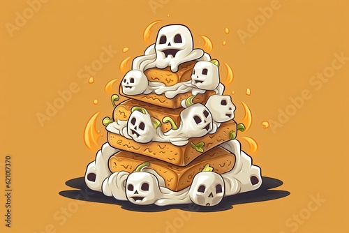 Meringue toast for Halloween party d�cor in a funny and delectable 2D style, illustration, and design version 1.
