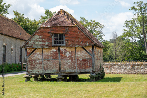 A Tudor barn in the grounds of Cowdray Ruins Midhurst West Sussex England one of Southern England´s most important early Tudor courtier´s palaces photo