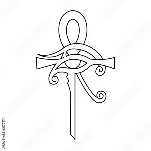 ankh wings, eyes of horus vector