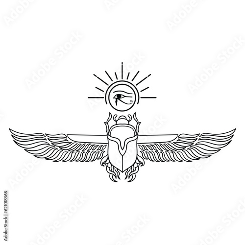 Holy Egyptian Scarab Sun God Ra with wings	
 photo