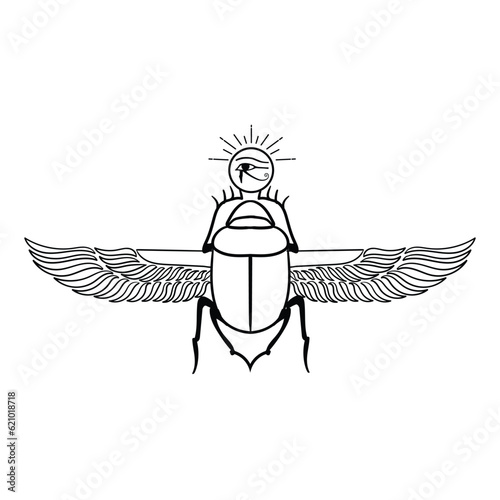 Holy Egyptian Scarab Sun God Ra with wings