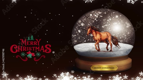 Animated Snow Globe: Horse in Winter Time